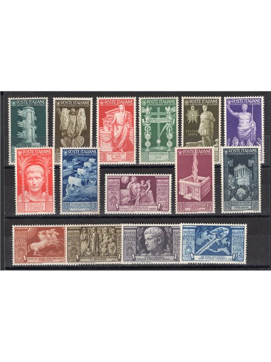 Italia 1937 Augusto serie n° 416/25 + P.A. 106/10 con ottima centratura Cert. Biondi Cat. € 1.800 (**)