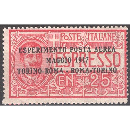 Italia 1917 P.A. Volo Torino Roma Torino n° 1 Cat. € 80 (**)