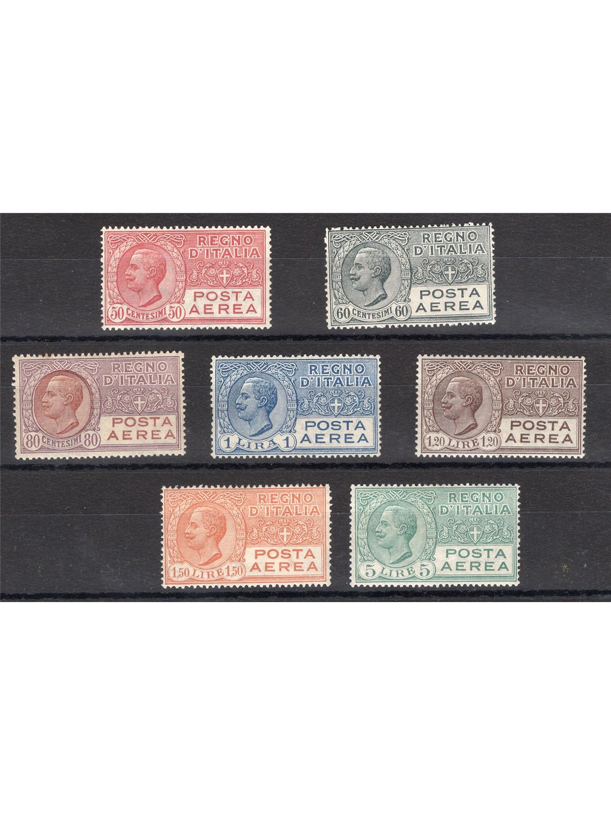 Italia 1926/28 P.A. Vitt. Emanuele serie n° 2A/7 con ottima centratura Cert. CiBaFil Cat. € 1.950 (**)