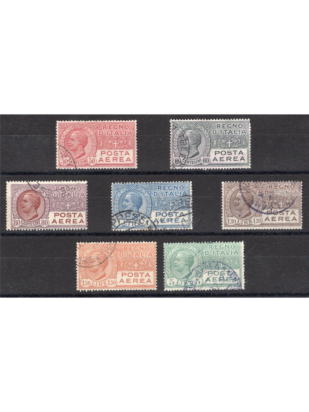 Italia 1926/28 P.A. Vitt. Emanuele serie n° 2A/7 con annulli non garantiti in quanto poco leggibili Cat. € 500 (U)