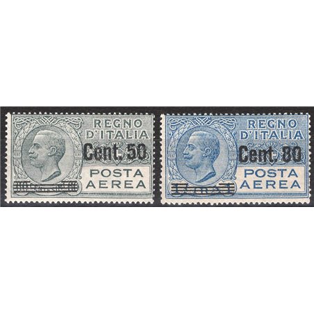 Italia 1926/28 P.A. Vitt. Emanuele serie n° 8/9 Cert. Biondi Cat. € 325 (**)