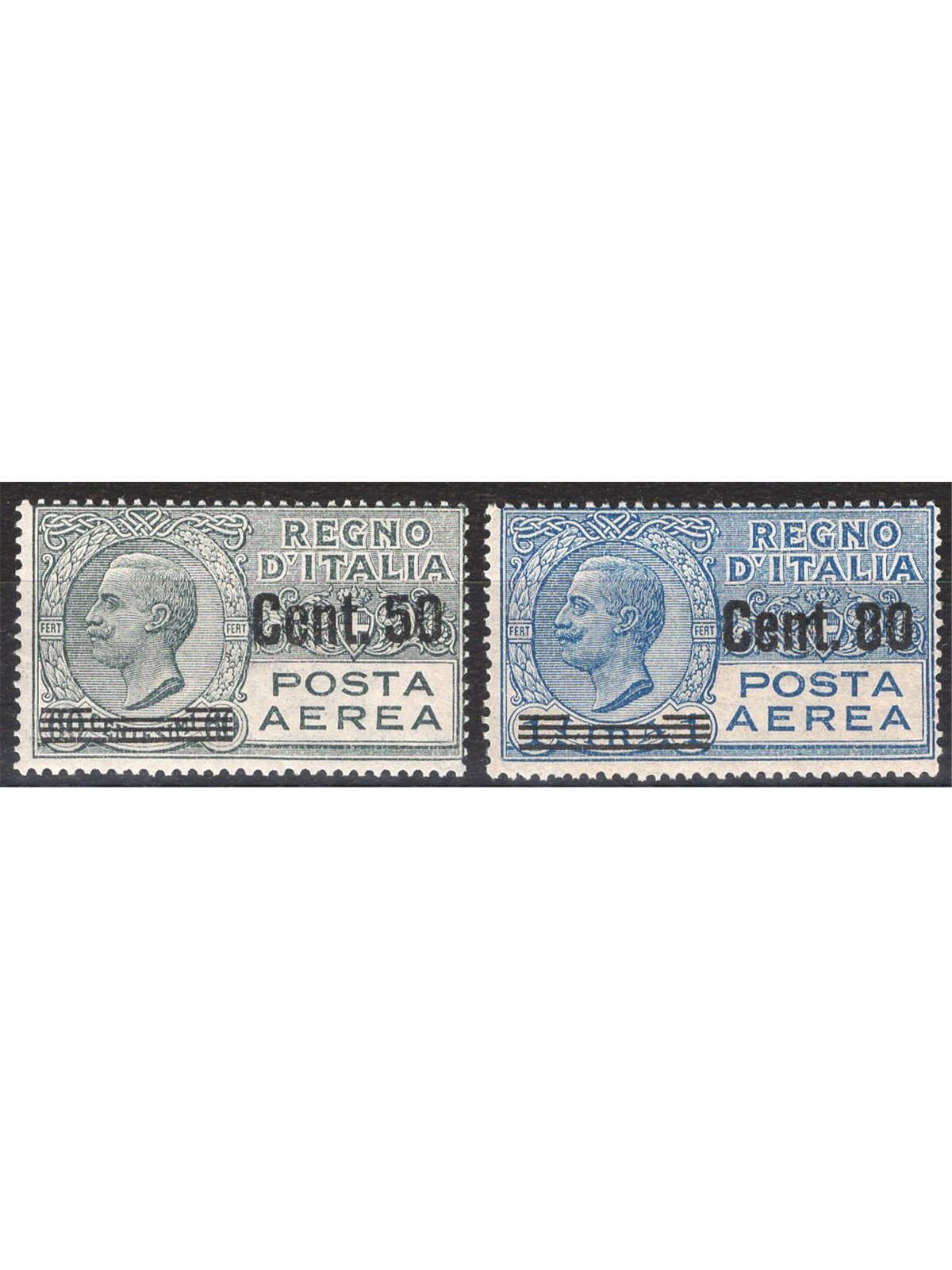 Italia 1926/28 P.A. Vitt. Emanuele serie n° 8/9 Cert. Biondi Cat. € 325 (**)