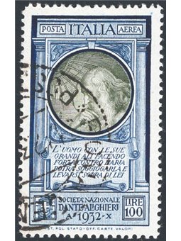 Italia 1932 P.A. Dante 100 £ n° 41 con annullo originale di “Roma Centro” Cert. CiBaFil Cat. € 1.650 (U)