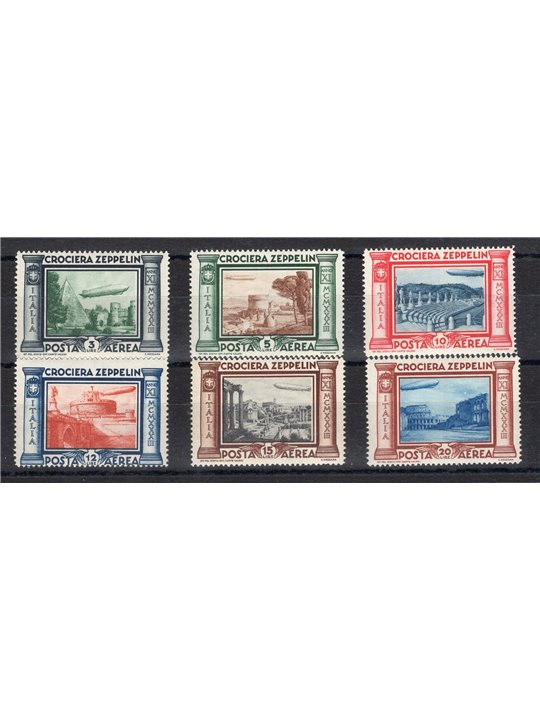 Italia 1933 P.A. Crociera Zeppelin serie n° 45/50 Cert. CiBaFil Cat. € 450 (**)