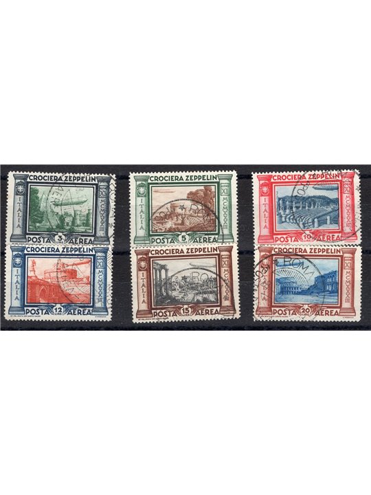 Italia 1933 P.A. Crociera Zeppelin serie n° 45/50 Cert. CiBaFil Cat. € 3.500 (U)