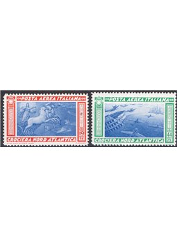 Italia 1933 P.A. Crociera Balbo le pale di destra dei due trittici con i valori postali della sovrattassa aerea per l'Europa e l