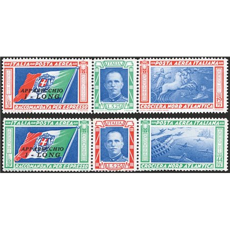Italia 1933 P.A. Trittici I-Long serie n° 51I/52I Cert. CiBaFil Cat. € 750 (**)