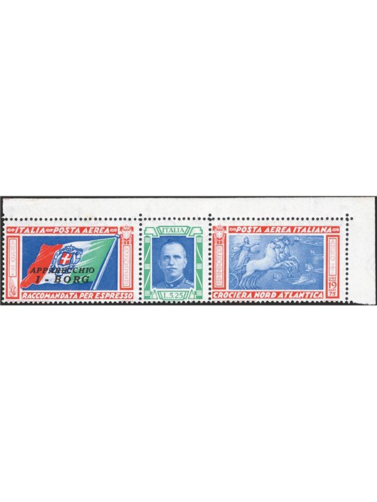 Italia 1933 P.A. Trittici I-Borg varietà ciuffo n° 51Da Cert. CiBaFil Cat. € 4.000 (**)