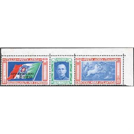 Italia 1933 P.A. Trittici I-Borg varietà ciuffo n° 51Da Cert. CiBaFil Cat. € 4.000 (**)