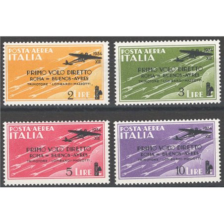 Italia 1934 P.A. Volo Roma Buenos Aires serie n° 56/59 Cat. € 150 (**)