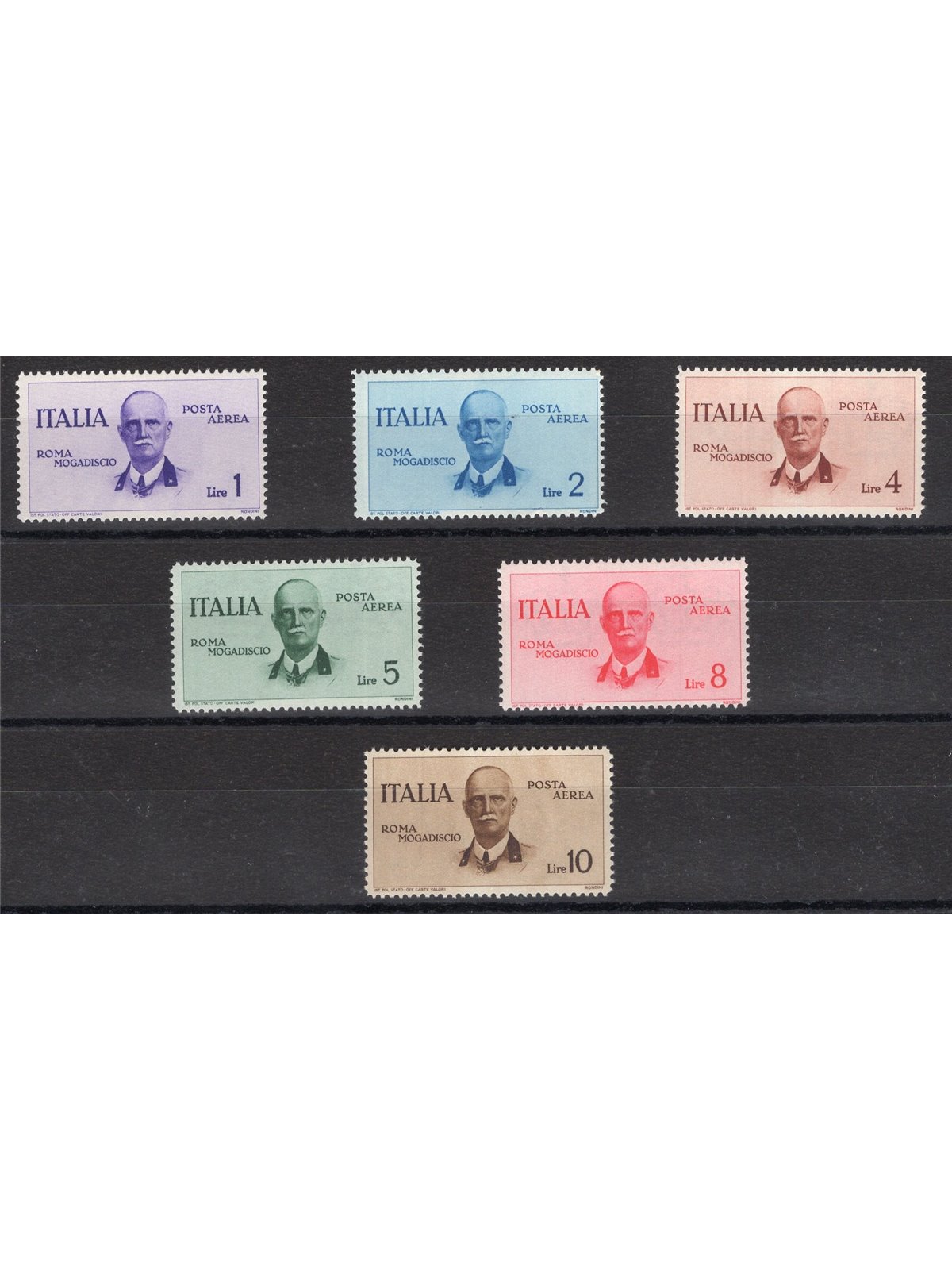 Italia 1934 P.A. Volo Roma Mogadiscio serie n° 83/88 Cert. CiBaFil Cat. € 250 (**)
