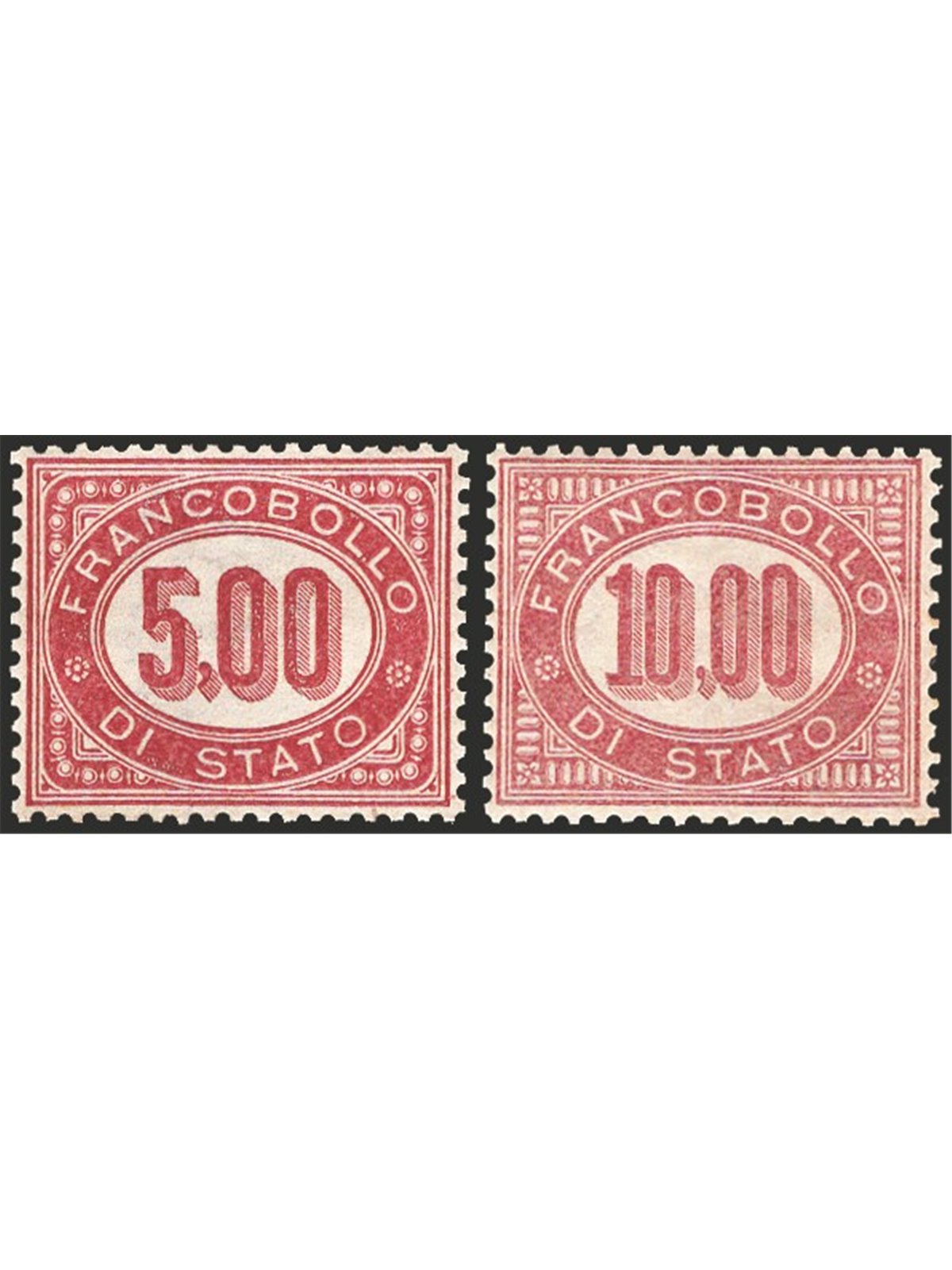 Italia 1875 Servizio Cifra in ovale serie n° 1/8 con ottima centratura Cert. CiBaFil Cat. € 2.690 (**)