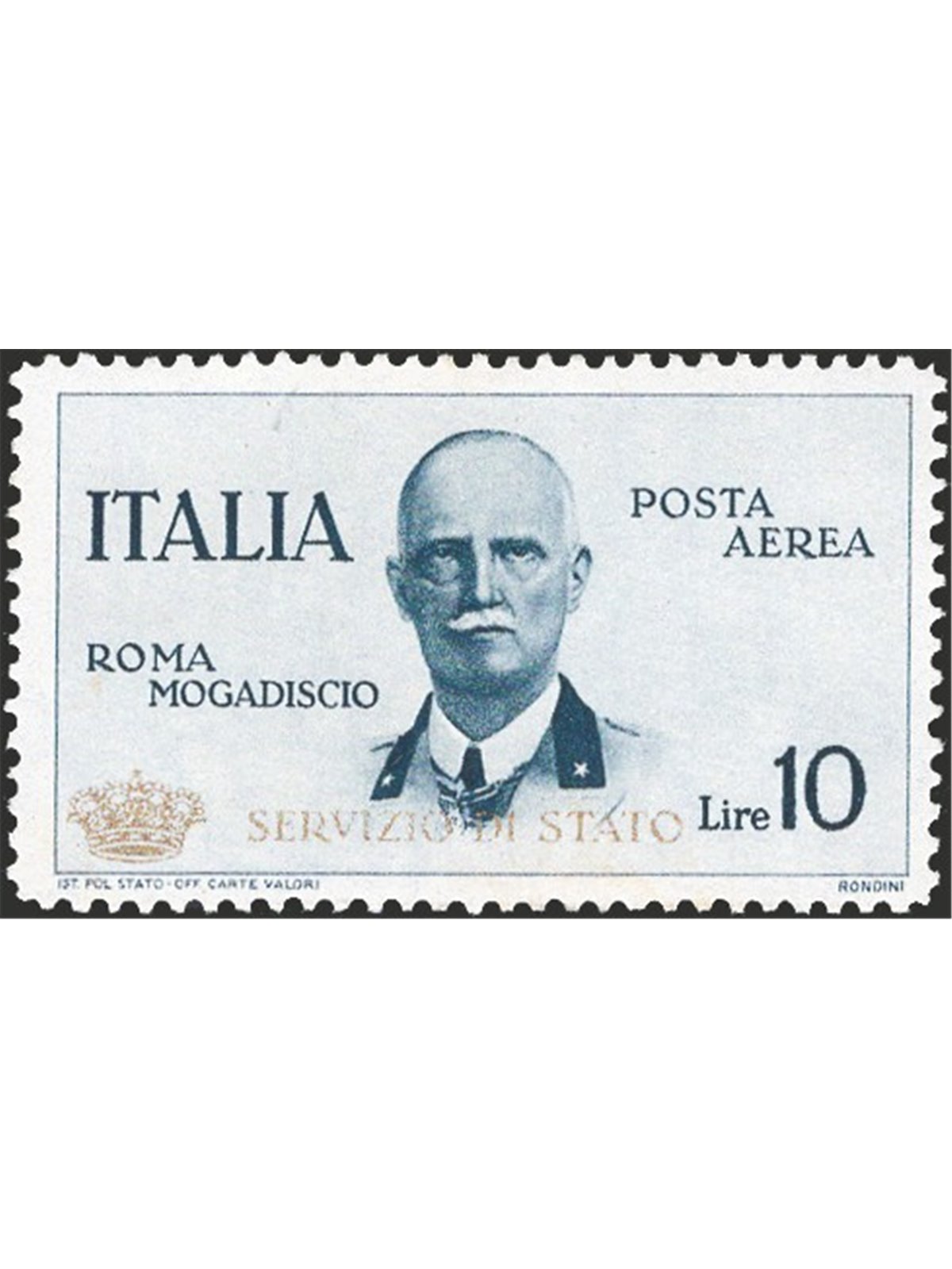 Italy 1934 Airmail Service, Rome–Mogadishu flight, 10 £, slate, MNH**, certified.