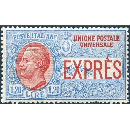 Italy 1922 Express 1.20 £ unissued No. 8 with excellent centring Biondi Certified Cat. € 2,400 (**)