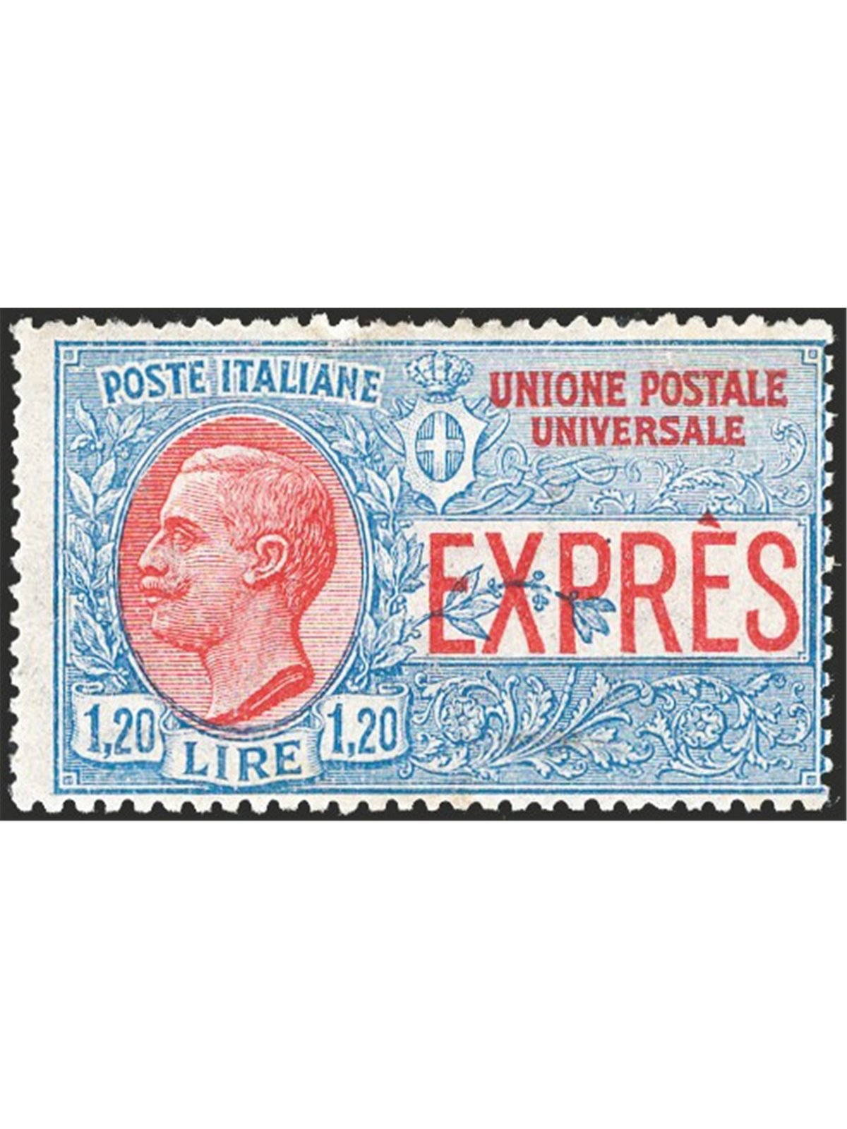 Italy 1923 Express Stamps Victor Emmanuel 1.20 £ blue and red no. 8 unissued CiBaFil certified Cat. €800 (**)