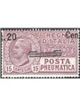 Italy 1925 Pneumatic Post Victor Emanuele 20 c. on 15 brown-violet with overprint strongly shifted upwards and to the right resu