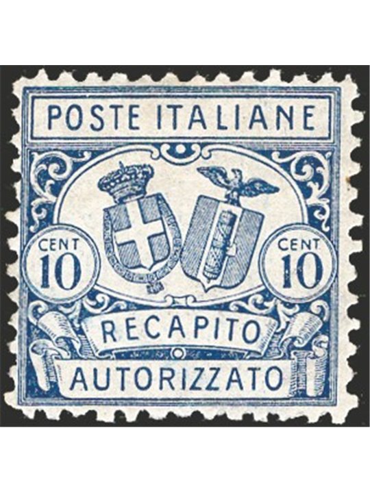 Italia 1928 Recapito autorizzato 10 c. azzurro dent. 11 n° 1 Cat. € 200 (**)