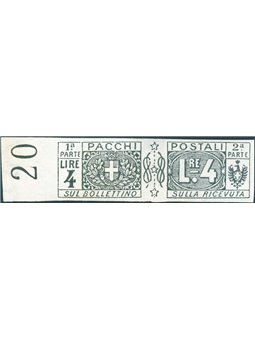 Italy 1914 Postal Parcels 4 £ imperforated No. 15f Biondi Certified Catalogue € 675 (**)