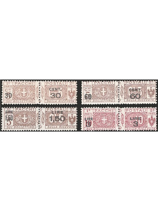 Italy 1923/25 Postal Parcels Savoy Knot series No. 20/23 Catalogue € 65 (**)