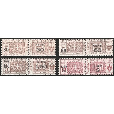 Italy 1923/25 Postal Parcels Savoy Knot series No. 20/23 Catalogue € 65 (**)
