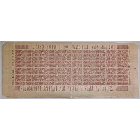 Italy 1927/32 Postal parcels Savoy eagle series No. 24/35 in sheets of 100 Cat. €6,500 (**)