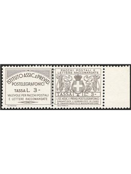 Italy 1936 Insurance stamps for postal parcels and registered letters 3 £ olive-grey No. 15 CiBaFil certified Cat. € 350 (**)
