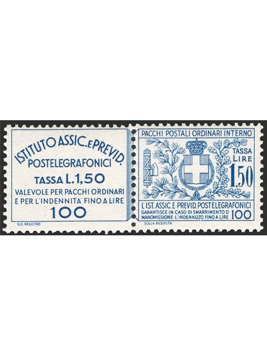 Italy 1936 Insurance stamps for postal parcels and registered letters 1.75 £ light blue No. 17 CiBaFil certified Cat. € 400 (**)