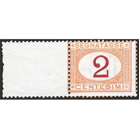 Italy 1870 Tax mark figure 2 2 c. with ochre and dark violet sheet margin (figure 2) No. 4/I CiBaFil Certified Catalogue €750 (*