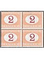 Italia 1870 Segnatasse cifra 2 c. ocra e violetto scuro (cifra 2) n° 4/I in quartina Cert. CiBaFil Cat. € 3.000 (**)