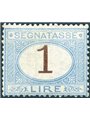 Italia 1870 Segnatasse cifra 1 £ azzurro chiaro e bruno n° 11 con discreta centratura. Firm. AD ED Cert. Biondi Cat. € 32.000 (*