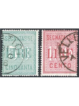Italia 1894 Segnatasse alti valori serie n° 15/16 Cert. CiBaFil Cat. € 200 (U)