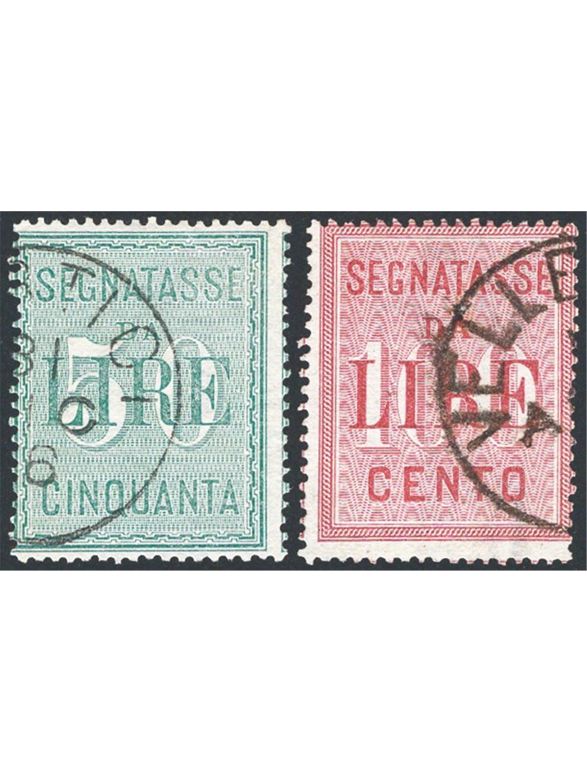Italia 1894 Segnatasse alti valori serie n° 15/16 Cert. CiBaFil Cat. € 200 (U)