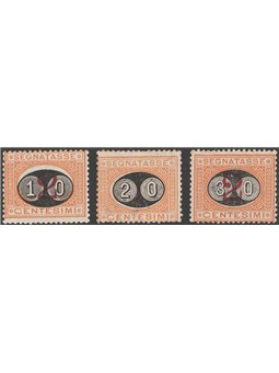 Italia 1890/91 Segnatasse soprast. serie n° 17/19. Firm. AD ED Cert. Apicella Cat. € 2.410 (**)