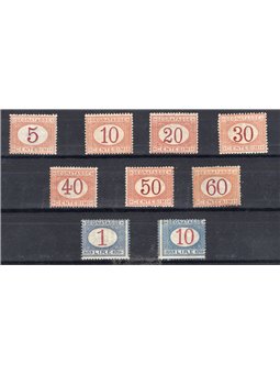 Italia 1890/94 Segnatasse cifra in ovale serie n° 20/28. Firm. Chia ED Cert. CiBaFil Cat. € 1.337 (**)