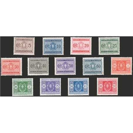 Italy 1934 Tax stamp with the Savoy coat of arms series no. 34/46 Cat. €162 (**)