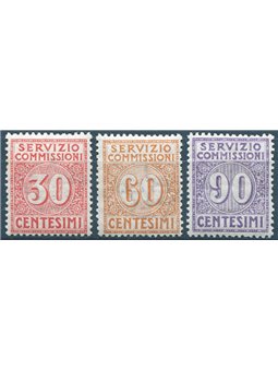 Italia 1913 Servizio commissioni serie n° 1/3 con ottima centratura Cert. Biondi Cat. € 2.100 (**)