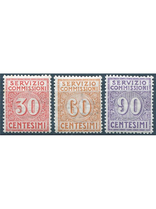 Italy 1913 Commission service series no. 1/3 with excellent centring Biondi Certificate Cat. €2,100 (**)