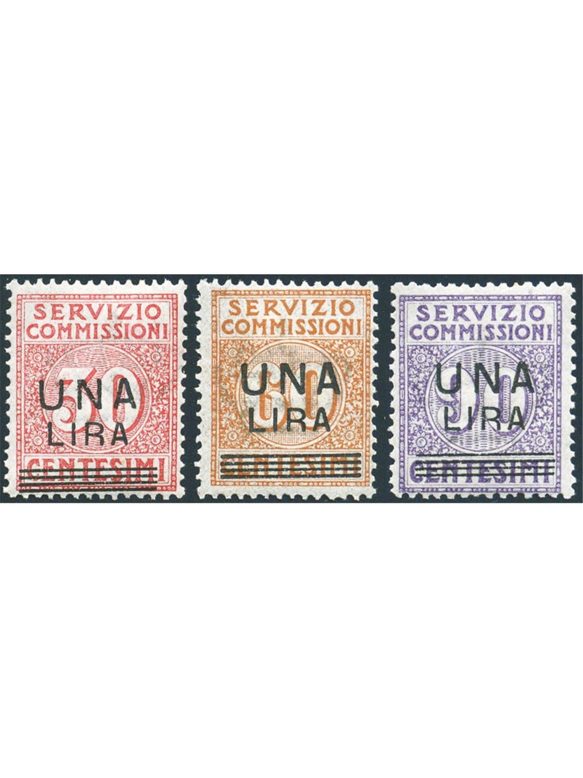 Italia 1913 Servizio commissioni serie n° 4/6 con ottima centratura Cert. Biondi Cat. € 2.400 (**)