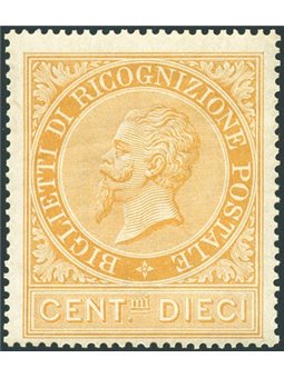 Italia 1874 Ricognizione postale 10 c. n° 1 con discreta centratura Cert. Biondi Cat. € 900 (**)