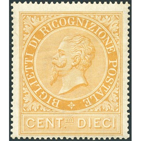 Italia 1874 Ricognizione postale 10 c. n° 1 con discreta centratura Cert. Biondi Cat. € 900 (**)
