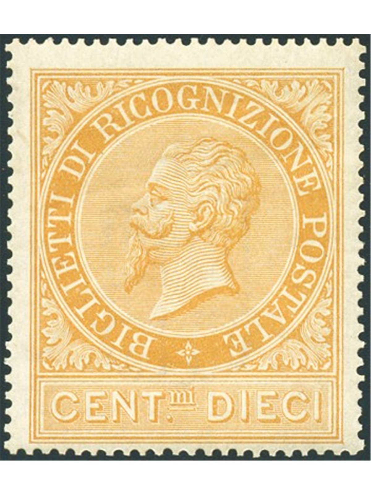 Italy 1874 Postal Recognition 10 c. No. 1 with fair centring Biondi Certificate Cat. €900 (**)