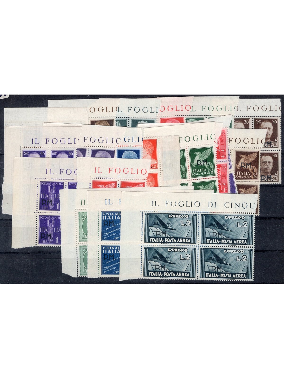 Italia 1942 Posta militare la serie n° 1/20 con soprast. P.M. in quartina Cat. € 450 (**)