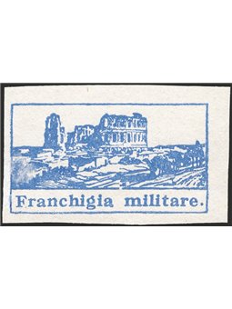 Italia 1943 Franchigia Militare Tunisia Anfiteatro El Djem non dent. senza gomma come da emissione n° 1b. Firm. Chia Cert. CiBaF