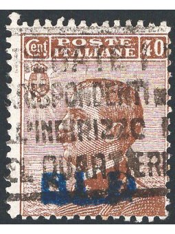 Italia 1921 BLP 40 c. bruno soprast. litografica 1° tipo in azzurro nero n° 4a Cat. € 140 (U)