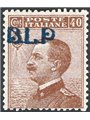 Italia 1921 BLP Michetti 40 c. bruno con soprast. azzurro nera del 1° fortemente spostata in alto e a sinistra n° 4Afa Cert. CiB