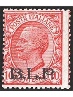 Italia 1921 BLP 10 c. rosa con soprast. litografica 2° tipo in nero n° 5 Cert. CiBaFil Cat. € 650 (**)