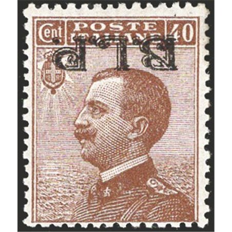 Italy 1922/23 BLP 40 c. brown with overprint 2nd type inverted at the top No. 9Ab. Certified by CiBaFil. Catalogue price: €975 (