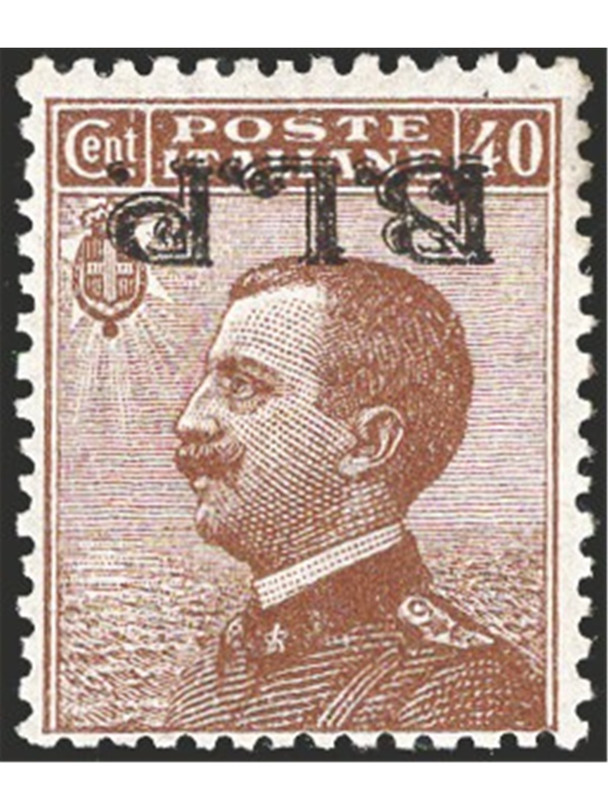 Italia 1922/23 BLP 40 c. bruno con soprast. 2° tipo capovolta in alto n° 9Ab Cert. CiBaFil Cat. € 975 (**)