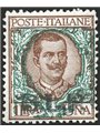 Italy 1922/23 BLP Floral 1 £ brown and green overprint of the 2nd type in black no. 12. Signed ‘Chia’ certified by Biondi Cat. €