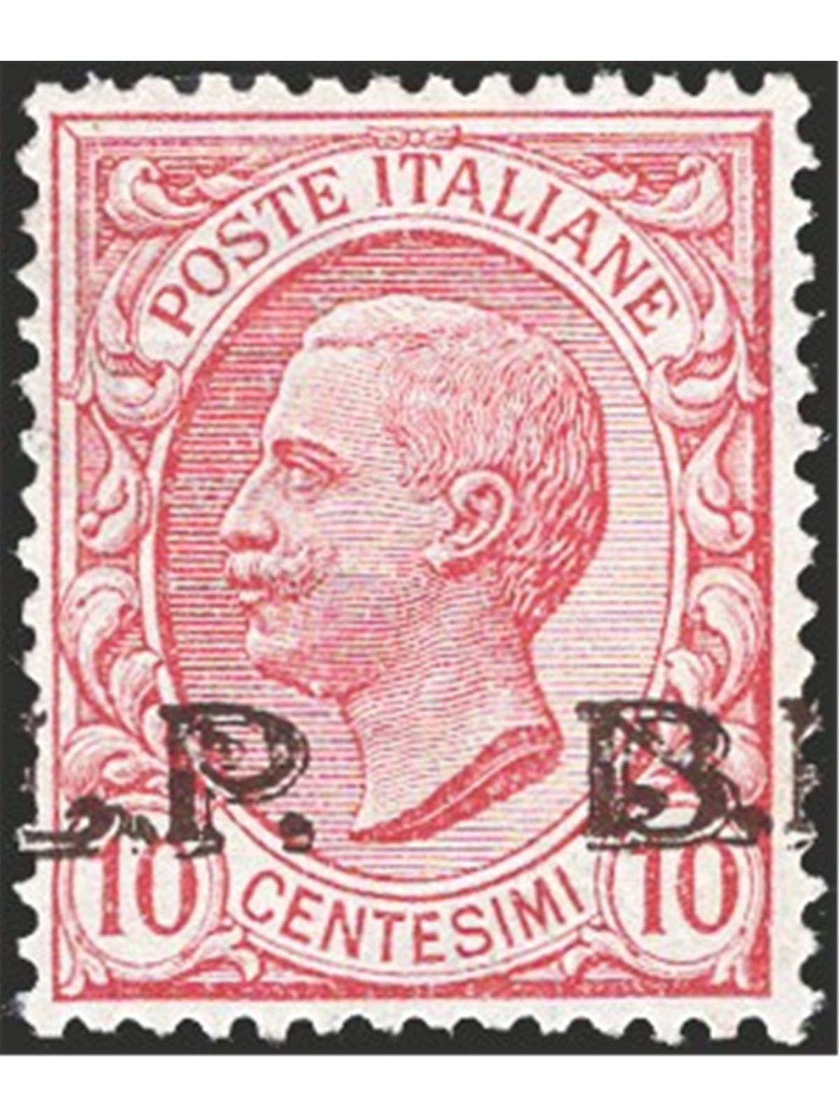 Italia 1923 BLP 10 c. rosa con soprast. nera del 3° tipo fortemente spostata in senso orizzontale n° 13f Cert. CiBaFil Cat. € 90